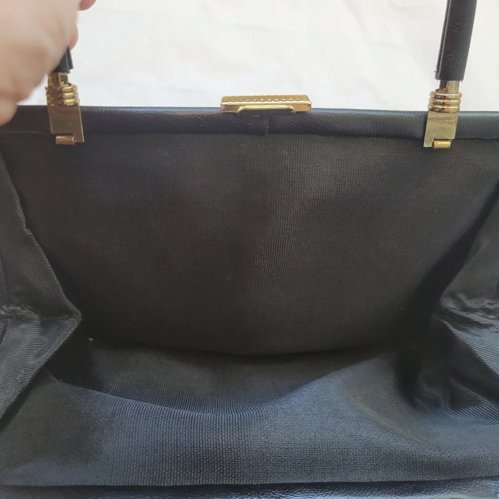 Vintage Black‎ Leather Clutch Bag - Picture 5 of 6